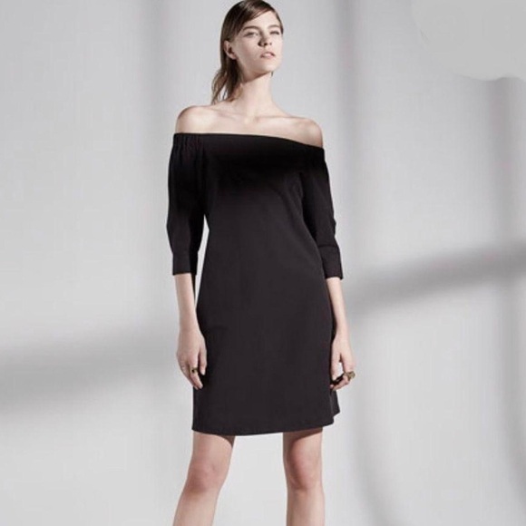 Theory Cotton Poplin Off Shoulder Black Dress - Picture 14 of 14